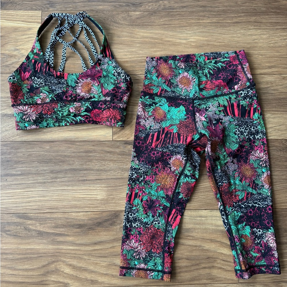 Lululemon Wunder Under Crop w/ matching Long Line Energy Bra size 6 (both)